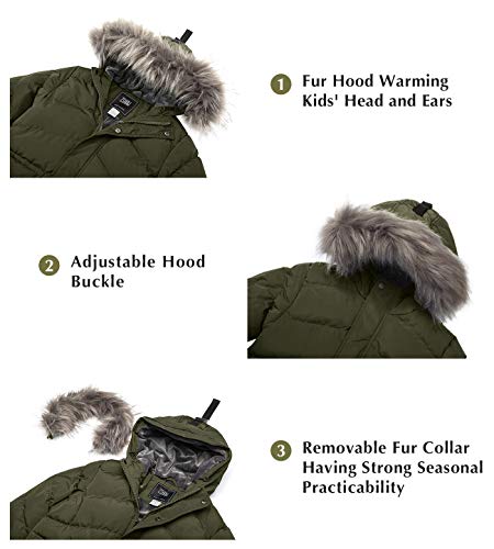 Zshow Boy's Warm Snow Jacket Soft Fleece Lined Hooded Puffer Coat With Storm Hood(Army Green,14-16) #TOP4