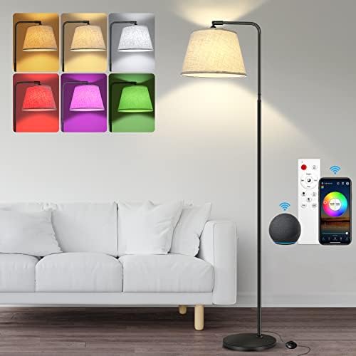 Floor Lamp for Living Room Modern Smart Standing Lamp for Bedroom 3 Color Lights & 16 Million RGB Color Dimmable Compatible with Alexa Google Home WiFi APP & Remote Control Office Tall Corner Lamp