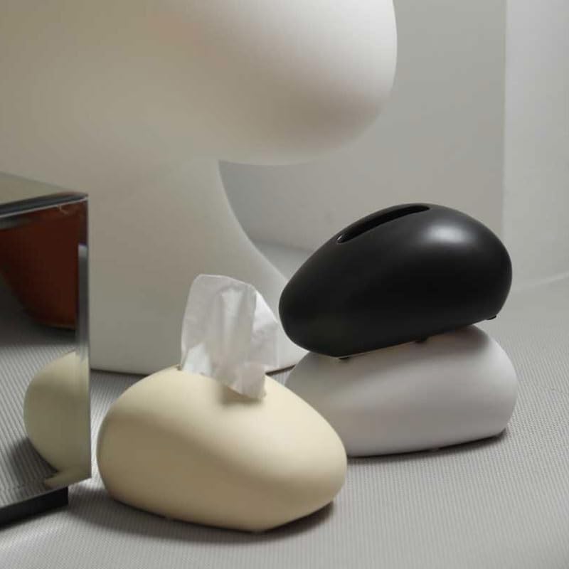 Creamy Ceramic Tissue Box Decorative Piece for Living Room Household Coffee Table Decoration