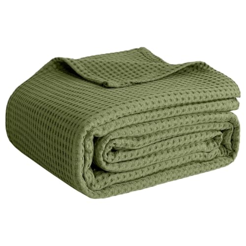 100% Cotton Blankets for Bed - Waffle Weave Blankets for