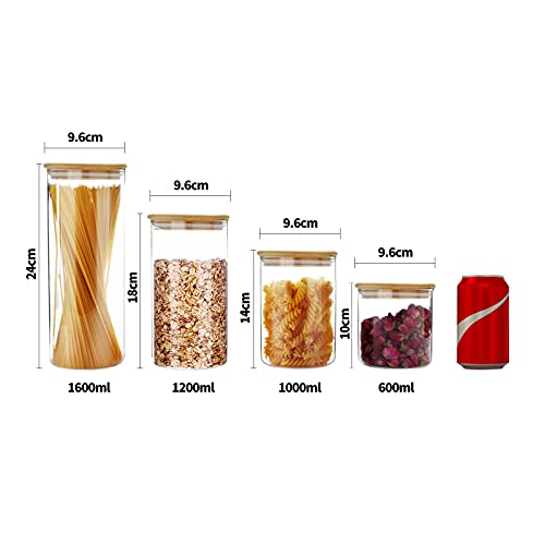Sixaquae Glass Food Storage Containers Jar Seal Bamboo Lids 4 Packs 1000Ml Airtight Canister Organization Sets Stackable… #TOP1