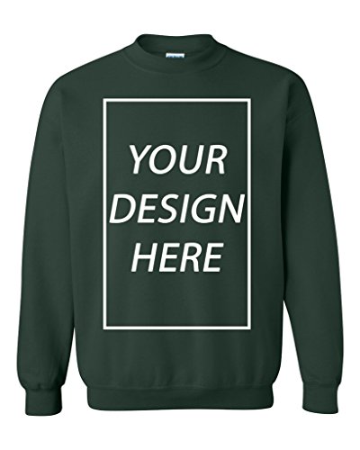 City Shirts Add Your Own Text Design Custom Personalized Crewneck Sweatshirt (Large, Forest Green)