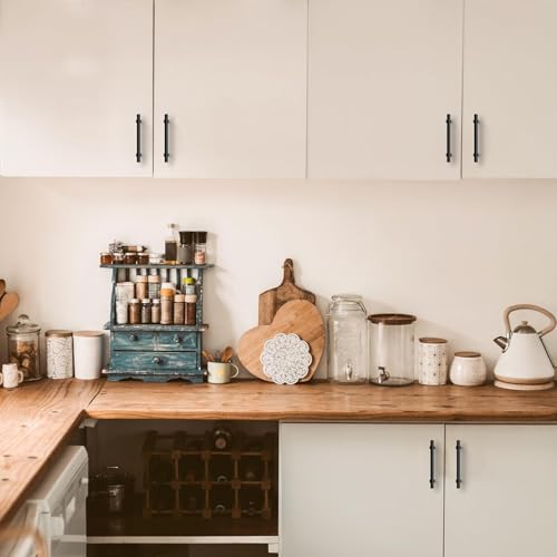 Image of Ravinte 10 Pack 5 Inch Cabinet Pulls Matte Black Kitchen Cabinet Hardware Cupboard Handles with Square Base 5 inch Length,3 inch Hole Center