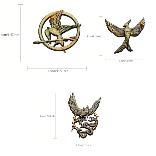 Image of Pack of 3 Hunger Games Movie Mockingjay Lapel Pin Cosplay Prop Rep Mockingjay Pin Brooch Badge Fans Souvenir