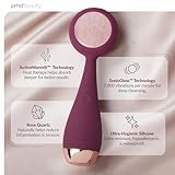 PMD Beauty Clean Pro RQ - Smart Facial Cleansing Device with Silicone Brush & Rose Quartz Gemstone ActiveWarmth Anti-Aging Massager - Waterproof - SonicGlow Vibration - Clear Pores & Blackheads
