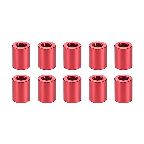 YOKIVE 10 Stück Abstandshalter, Aluminium Runder Gerader Abstandshalter | Verhindert Gelenkverformung, Ideal für Roboter, Drohnen (Rot, 3,1x6x6mm)