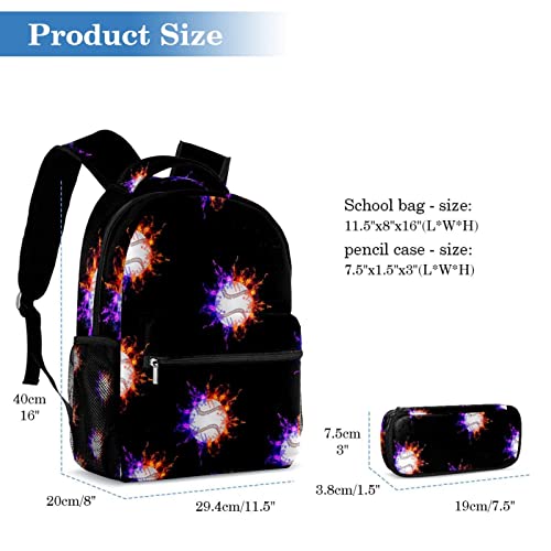 Sac à dos de baseball avec trousse ensemble scolaire multicolore ado - 2