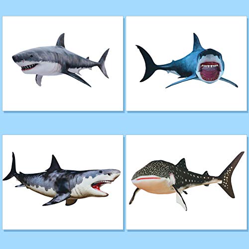 8 Pieces Of Sharks Stickers Shark Peel And Stick Wall Decals Sharks Removable Wall Stickers Shark Decorations Sea Creature Animal Decal Sticker For Boys Kids Party Room Nursery Home Decor #TOP5