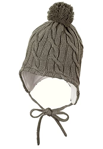 Sterntaler Unisex Kinder Strickmütze mit Bommel, Dunkelgrün, 49