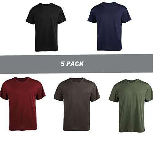 5 Pack Men’s Quick Dry T-Shirts Sport Short Sleeve Tennis Active Athletic Performance Running Summer Tops Xl #TOP5