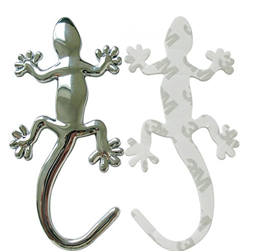 Fashion 3D Gecko Shape Solid Metal Chrome Badge Emblem Decal Car Auto Sticker (2Pcs) #TOP3