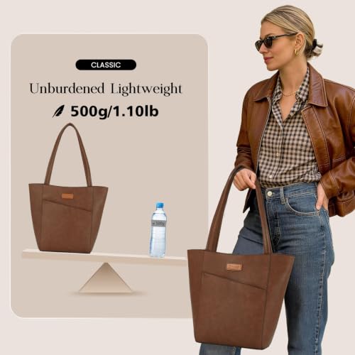 Image of Tote Bag for Women,Large Capacity Straw&Vegan Leather Tote Purses for Women,Shoulder Bags For Daily Travel Work Beach