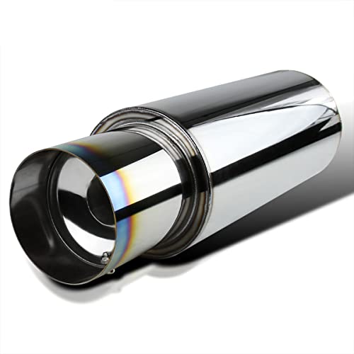 Spec-D Tuning N1 4" Burnt Tip Muffler Exhaust 2.5" Inlet Universal with Removable Silencer (B-Tip; 4 Inch)