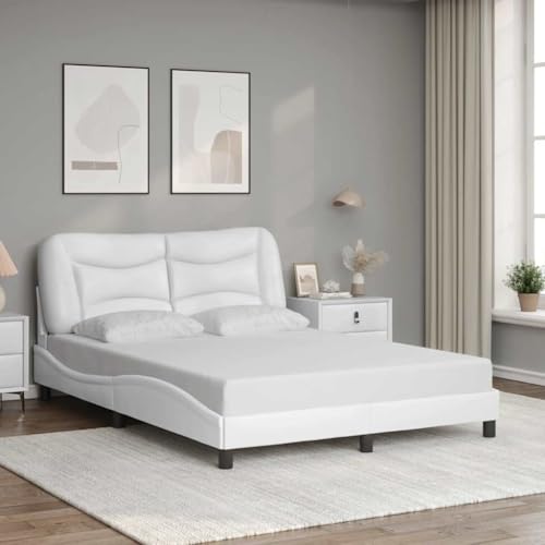 Genérico Estructura de Cama sin colchón Hvar Cuero sintético Blanco 140x190cm,Mobiliario,Camas y Accesorios,Camas y somieres-3207996
