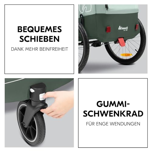 hauck Dryk Duo Plus, Dark Green - 2in1 Fahrradanhänger & Buggy mit Federung für 2 Kinder ab 6 Monaten bis 22 kg/120 cm/4 Jahren, Faltbar, XL Stauraum, für Fahrrad, E-Bike & Pedelec