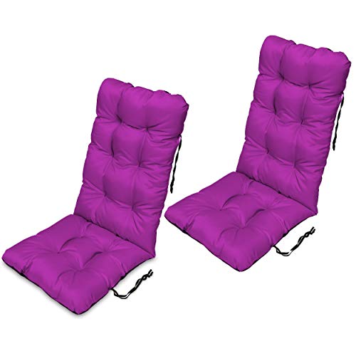 SuperKissen24. Coussin Dossier pour Chaise Longue, Siège, Banc de Jardin, Canapé - Lot de 2-123x48 cm - Bain de Soleil - Intérieur/Extérieur – imperméable - Fuchsia