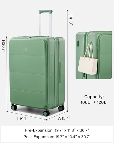 Image of Hanke Hardside Expandable Large Checked Luggage, 28 Inch Top Opening Trunk Luggages with Spinner Wheels, All-PC Hard Shell Suitcase, Lightweight TSA Approved (Forest Green, 120L)