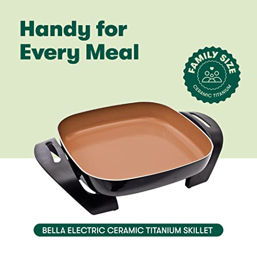 BELLA Electric Skillet and Frying Pan with Glass Lid, Nonstick Coating