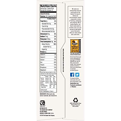 Quaker Instant Oatmeal Original, 12-Count, Net Weight 11.8 Ounces Boxes (Pack Of 4) #TOP5