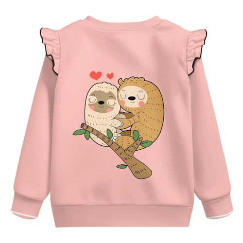 Animal Toddler Sweatshirt Crew Neck Girls Clothes Ruffle Long Sleeve Hoodie Cute Tops for Kindergartener 1T-8T3