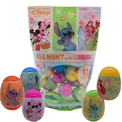 Pre-Filled Disney Easter Eggs Assorted Candies Inside Perfect for Egg Hunts and Basket Stuffers 12 Total
