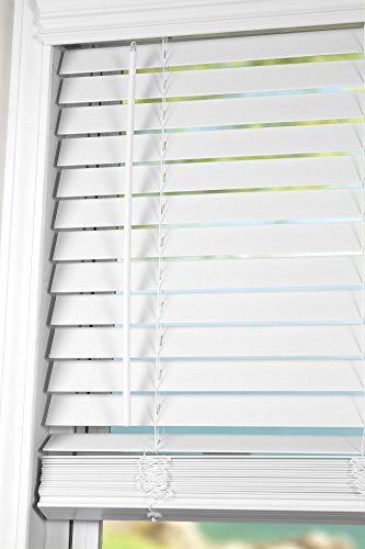Arlo Faux Wood Blinds, 2" Cordless Horizontal Blinds With Crown Valance, 72" W X 60" H, White #TOP4