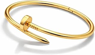 Nail Cuff Bracelet for Women & Men Elegant CZ-Studded Open Design, Stylish Gold Jewelry Gift for Fashionable and Elegant Women and Men