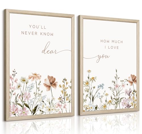 Girl Nursery Floral Wall Art Decor Boho Wildflower Canvas Wall