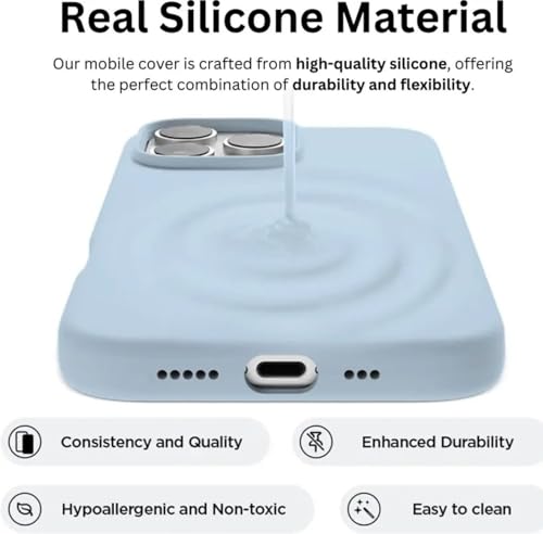 Image of Premium Liquid Silicone Case for iPhone 16 Pro - Slim Full Body Protective Back Cover with Soft Microfiber Lining, Anti-Slip Grip Scratch Resistant Phone Case (Blue)