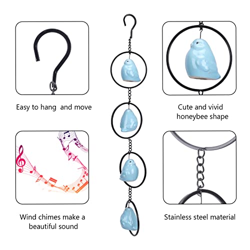 Ceramic Wind Chimes Outdoor, Wind Chime For Outside With Soothing Melodic Tones For Garden Patio Balcony Home Décor Blue Bird #TOP3