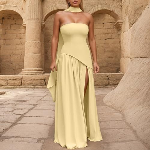 Vestido maxi de graduación ajustado con escote bandeau palabra de honor 6