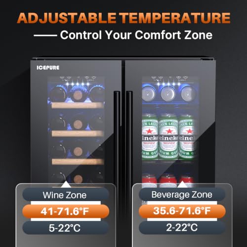 Image of ICEPURE 24 Inch Wine and Beverage Refrigerator,Hold 19 Bottles and 58 Cans