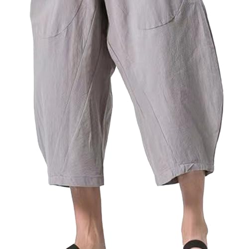Pantalón Capri Baggy de Lino para Hombre con Bolsillos miniatura 2