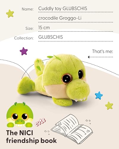 NICI przytulanka GLUBSCHIS krokodyl Groggo-Li 15cm - zielony - Miękki plusz, uroczy do przytulania i zabawy, dla dzieci i dorosłych, świetny pomysł na prezent - 61848