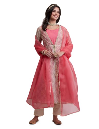 Image of Amazon Brand - Myx Women's Layered Kurta Set with Dupatta | Salwar Suit Set (Available in Plus Sizes)