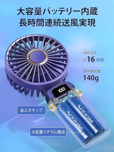 【業界最長の16時間連続使用/5段階風量調節】 首掛け扇風機 携帯用扇風機 ハンディファン 手持ち扇風機 【PSE認証機内持ち込み可能】バッテリー残量表示 アロマ機能付き 静音 卓上 首掛け 扇風機ネッククーラー ミニ扇風機 大風量 折り畳み コンパクト 熱中症対策/花火大会/スポーツ観戦/ギフト/誕生日プレゼント (Blue)
