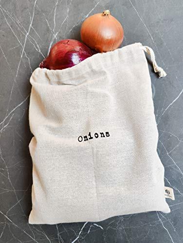 Montecito Home - 100% Linen Onion And Potato Linen Bags, Potato Sacks, Potato Keeper, Washable Storage Bags, Storage For Pantry- Combo Set - Two 15"X12" Farmhouse Artisan Linen Bags #TOP5