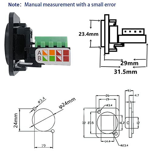 Adaptador Panel RJ45 Hembra 8P8C Terminal Tornillo 2 Piezas miniatura 6