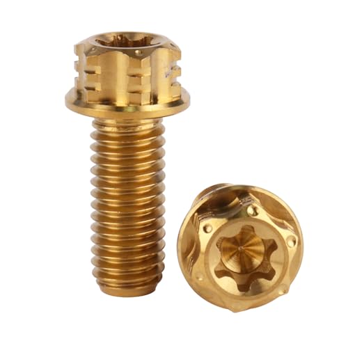 Image of 4Pcs Titanium Bolt Flange Torx Head M8 M10 x 20 25 30mm Screw Bolt for Motorcycle Car Modifications (Gold, M8x20mm)