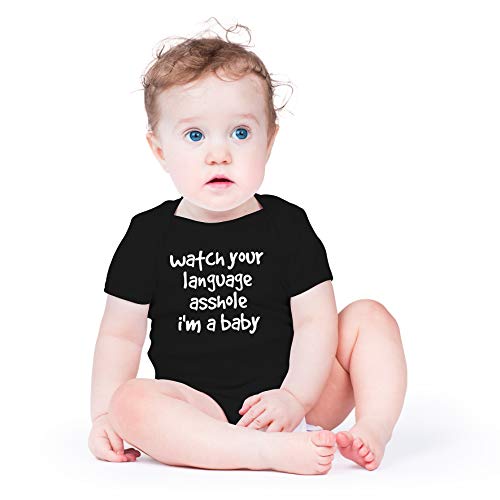 AW Fashions Watch Your Language Asshole I'm A Baby Baby Bodysuit Funny Adorable Infant Clothing Boy Outfit2