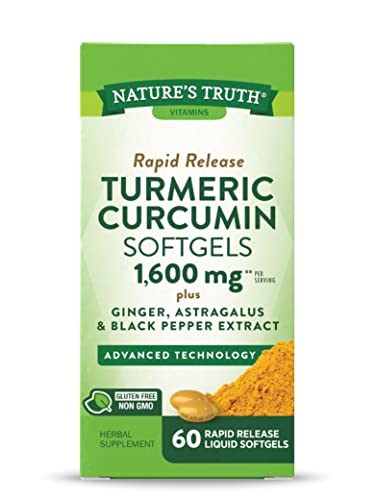 Nature's Truth Turmeric Curcumin 10Mg | Softgel Capsules | With Ginger, Astragalus, Black Pepper Extract | Non-Gmo, Gluten Free Supplement | By Assorted 60 Count (Pack Of 1) #TOP3