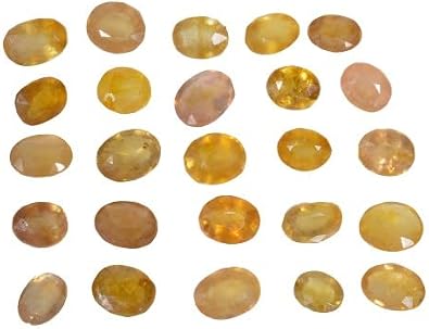 25 Pcs Ceylon Yellow Sapphire Pukhraj Oval Cut Loose Unheated Gemstones 46.50 Cts