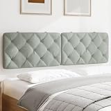Rantry Cojín cabecero gris claro 180 cm de terciopelo, cojín para cabecero de cama de matrimonio, cojín para cabecero de cama, cojín para respaldo de cama, respaldo de cama
