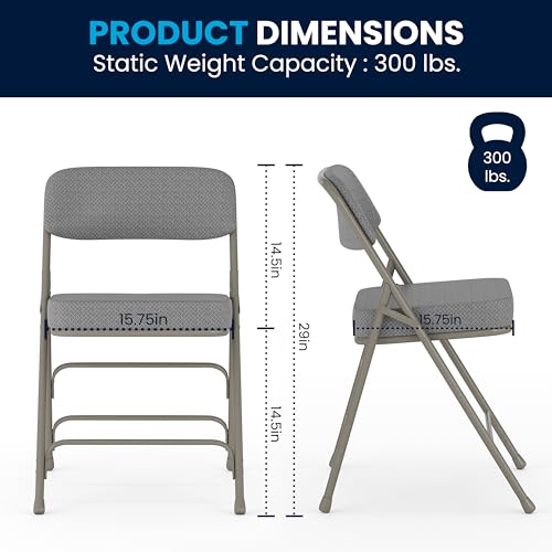 Flash Furniture 2-HA-MC320AF-GRY-GG Pack Hercules Series Premium Curved Triple Braced & Double Hinged Gray Fabric Metal Folding Chair thumb #2