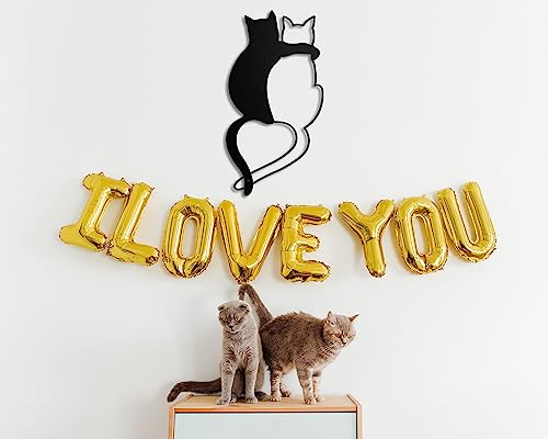 Kas Home Cat Metal Wall Decor Iron Cat Wall Art Cute Cats Wall Decor Signs For Living Room Bedroom Kitchen Office Wall Hanging Décor thumb #3