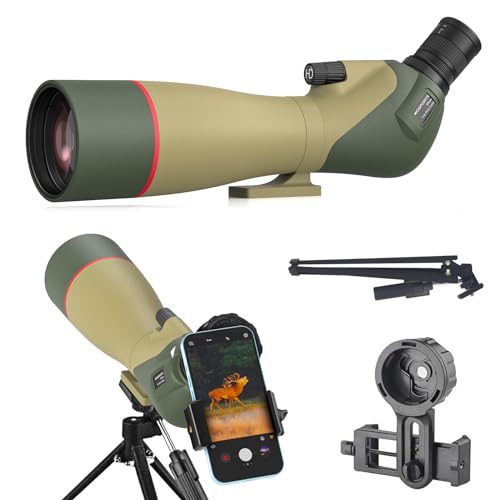 WOSPORTS 25-75x85 Spotting Scopes with Tripod, Carrying Bag, Phone Adapter, HD BAK4 Porro Prism, Waterproof Spotter Scope for Hunting, Target Shooting, Bird Watching, Wildlife Viewing, Dark