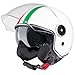 Produktbild VINZ Neiva Jethelm mit Doppelvisier | Roller Helm mit Italienische Flagge & mit Sonnenblende | In Gr. XS-XXL | ECE 22.06 Zertifiziert | Motorradhelm mit Visier | Viele Farben Erhältlich - Weiß