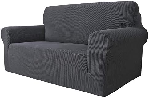 MAXIJIN Super Stretch Couch Cover for 4 Seater Couch, Extra Large Universal Sofa Covers Jacquard Spandex Pet Dog Furniture Protector Fitted Couch Slipcover (4 Seater, Grey)