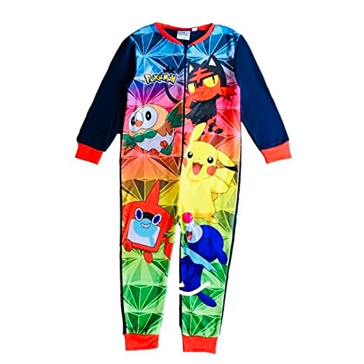 Pokemon Niño Mono Edad 4-12 Años, Azul Marino, 9-10 Years