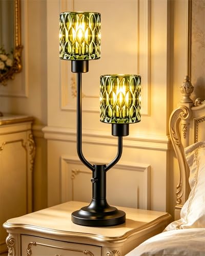 Image of Lightdot Mid Century Modern Table Lamp Green Glass Vintage Lamp Dimmable